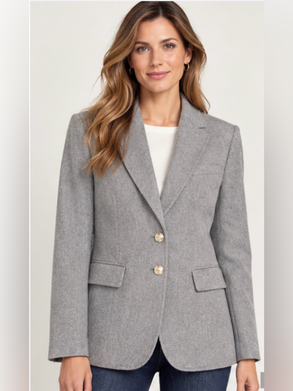 NWT WHITE HOUSE BLACK MARKET WHBM MERCURY GREY MELTON BLAZER JACKET SZ 10